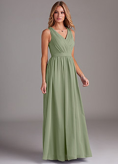 Azazie Kingsley Bridesmaid Dresses Pistachio A-Line Lace Chiffon Dress image5