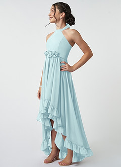 Azazie Hermione Junior Sea Glass A-Line Chiffon Dress image4