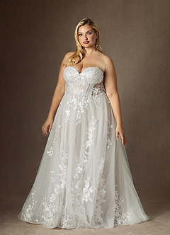Azazie Aurorie Vestidos de novia Vestido de Diamante Blanco de Tul de Corte en A con Lentejuela image10