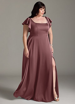 Azazie Bondi Bridesmaid Dresses Vintage Mauve A-Line Bow Stretch Satin Dress image10