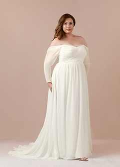 Azazie Lilith Wedding Dresses Cream A-Line Sweetheart lace Chiffon Dress image9