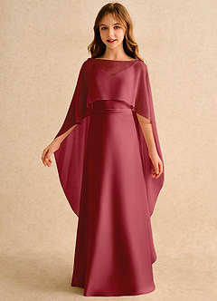 Azazie Fishie Girls Formal Robe Demoiselle D'honneur Fillette Robe Trapèze en Mat Satiné Grenade image5