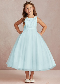 Azazie Calla Flower Girl Dresses Sea Glass Ball-Gown Lace Tulle Dress image2