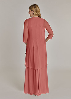 Azazie Manuella Mère de la mariée Robes Robe Trapèze en Mousseline de soie Col V plissé Antique Rose image2