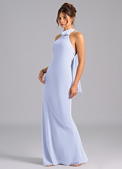 Azazie Velli Brautjungfernkleider Meerjungfrau-Linie Schleifen Chiffon Kleid Lavendel image1