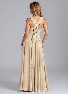 Azazie Darana Bridesmaid Dresses Champagne A-Line Corset Chiffon Dress image7