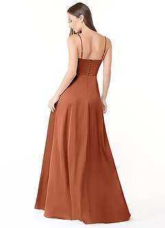 Azazie Halsey Robes de demoiselle d'honneur Robe Fourreau en Satin extensible Fente Latérale Rose De Cèdre image2