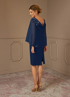 Azazie Carmela vestidos de madre de la novia Vestido de Azul Marino Oscuro de Gasa de Recto con Encaje image3