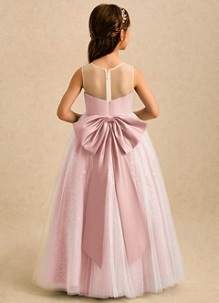 Azazie Addison Flower Girl Dresses Powder Pink Ball-Gown Sequins Tulle Dress image2