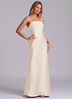 Azazie Ailanie Brudtärnklänningar Klä av Tubklänning i Stretch Satin Axelbandslös Vit Alabaster image5