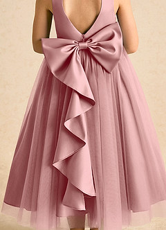 Azazie Solia Flower Girl Dresses Dusty Rose Ball-Gown Bow Tulle Dress image7