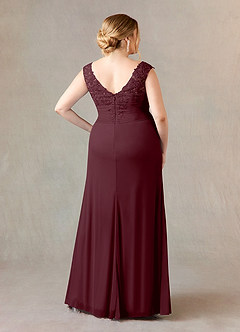 Azazie Edelin Mother of the Bride Dresses Cabernet A-Line Sweetheart Neckline Pleated Mesh Dress image9