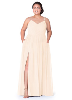 Azazie Cora Bridesmaid Dresses Pearl Pink A-Line Pleated Chiffon Dress image8