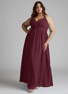 Azazie Ashia Brautjungfernkleider A-Linie Plissee Chiffon Kleid Cabernetrot image7