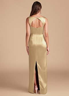 Azazie Flori Brautjungfernkleider Etui Seitliche Cut-Outs Metallischer Satin Kleid Champagner image4