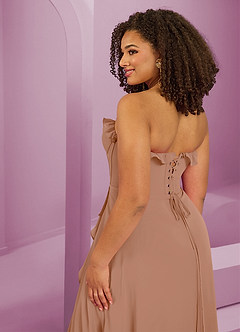 Barbie ♥ Azazie Bridesmaid Dresses Champagne Rose A-Line Sweetheart Neckline Chiffon Dress image9