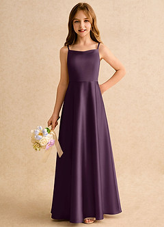Azazie Joella Girls Formal Flower Girl Klänningar Klä A-Line i Stretch Satin Plisserad image3