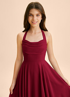 Azazie Kady Junior Burgundy A-Line Sweetheart Neckline Chiffon Dress image6
