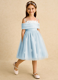 Azazie May Blumenmädchenkleider Ballkleid Plissee Tüll Kleid Himmelblau image4