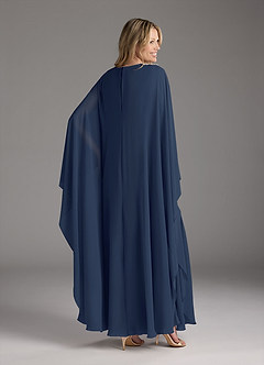 Azazie Drew vestidos de madre de la novia Vestido de Azul Marino Oscuro de Gasa de Corte En A con Plisado image4
