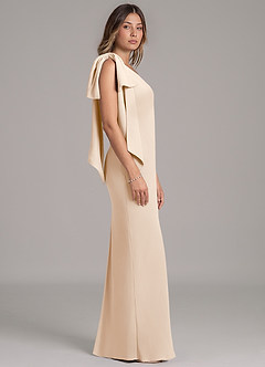 Azazie Capri Bridesmaid Dresses White Alabaster A-Line One Shoulder Chiffon Dress image3