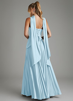 Azazie Stephanie Bridesmaid Dresses Sky Blue A-Line Corset Stretch Satin Dress image9