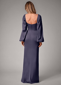 Azazie Sonata Bridesmaid Dresses Stormy Sheath Long Sleeve Stretch Satin Convertible Dress image2