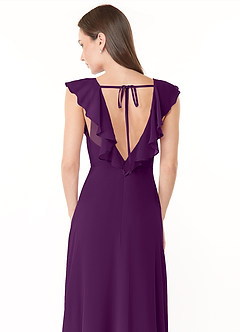 Azazie Yoko Bridesmaid Dresses Grape A-Line Ruched Chiffon Dress image6