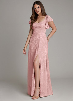 Azazie Keya Bridesmaid Dresses Rose Jacquard A-Line Ruched Jacquard Dress image1