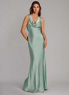 Azazie Cheryl Brautjungfernkleider Meerjungfrau-Linie Stretch-Satin Kleid Agave image5