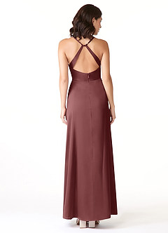 Azazie Geanna Vestidos de damas de honor Vestido de Acai de Stretch Satin de Vestido tubo con Cuello en V Plisado image2