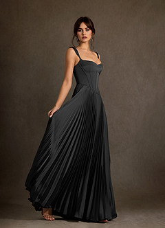 Azazie Dean Vestidos de noiva Vestido Preto de Cetim elástico de Bainha com Decote Coração image5