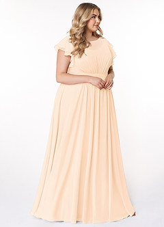 Azazie Daphne Modest Bridesmaid Dresses A-Line Ruffled Chiffon Floor-Length Dress image55