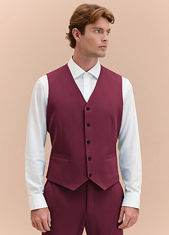 James Burgundy Structured Stretch Suit Vest