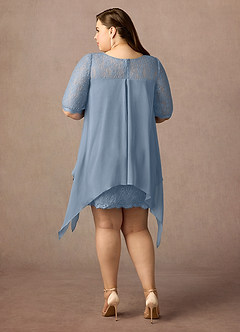 Azazie Flo Kleider für die Brautmutter A-Linie Spitze Chiffon Kleid Staubblau image7