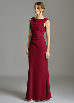 Azazie Kieryn Robes de demoiselle d'honneur Robe Sirène en Mousseline de soie Plissée Bourgogne image3