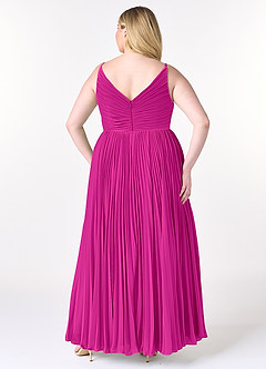 Azazie Raychelle Jurken voor bruidsmeisjes Jurk van Chiffon met A-Lijn V-hals Fuchsia image8