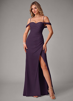 Azazie Haisley Brudtärnklänningar Klä av Tubklänning i Chiffong Av axeln Plommon Konvertibel image5