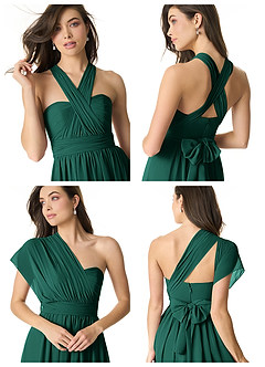 Azazie Olani Brautjungfernkleider Wandelbar A-Linie Schulterfrei Chiffon Kleid Smaragd image8