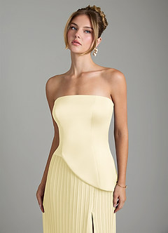 Azazie Tierney Bridesmaid Dresses Lemon Sorbet A-Line Strapless Chiffon Convertible Dress image3