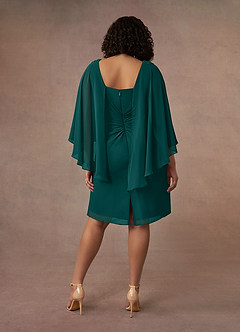 Azazie Mirra Mother of the Bride Dresses Peacock Sheath Scoop Pleated Chiffon Dress image10