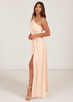 Azazie Brooke Jurken voor bruidsmeisjes Jurk van Mesh met A-Lijn One-Shoulder Parel Roze image13