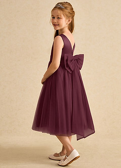 Azazie Winnie Blumenmädchenkleider Ballkleid Schleifen Tüll Kleid Cabernetrot image5