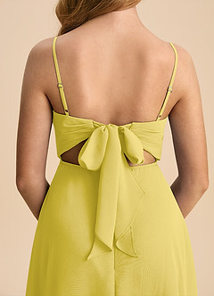 Azazie Shale Junior Canary A-Line Bow Chiffon Dress image7