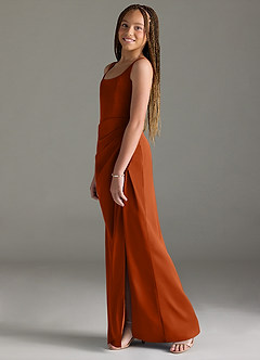 Azazie Mero Junior Burnt Orange Mermaid Pleated Stretch Satin Dress image4
