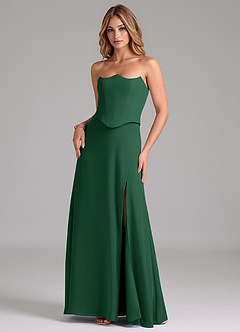 Azazie Jenilyn Bridesmaid Dresses Dark Green A-Line Strapless Chiffon Dress image3