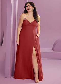 Barbie ♥ Azazie Bridesmaid Dresses Rust A-Line with Pockets Chiffon Dress image7