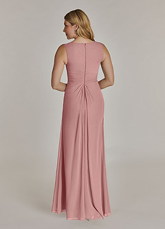Azazie Manuella Final Sale Cabernet A-Line V-Neck Pleated Chiffon Dress image7