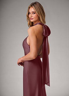 Azazie Velli Bridesmaid Dresses Sangria Mermaid Stretch Satin Dress image2