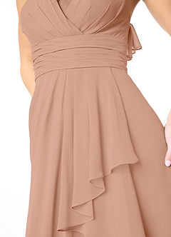 Azazie Aviv Final Sale Champagne Rose A-Line Pleated Chiffon Dress image4